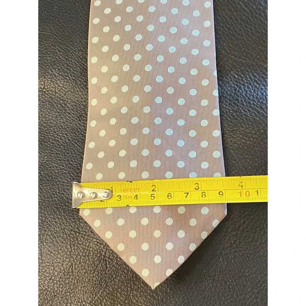 ALAN BILZERIAN Mint Polka dot Over Earth Brown Silk tie Italy Made Spring/Summer